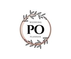 po initiales lettre mariage monogramme logos collection, modèles minimalistes et floraux modernes dessinés à la main pour cartes d'invitation, réservez la date, identité élégante pour restaurant, boutique, café en image vectorielle vecteur