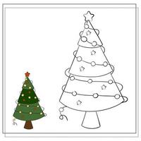 livre de coloriage pour enfants. arbre de Noël de dessin animé. vecteur