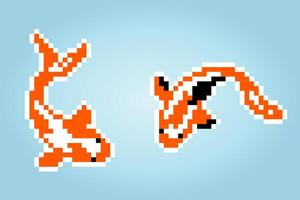 pixel de poisson koi. illustration vectorielle d'actifs de jeu 8 bits. vecteur