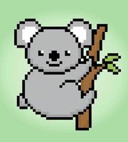 Koala pixel 8 bits. animaux pour les actifs de jeu et les motifs de point de croix dans les illustrations vectorielles. vecteur