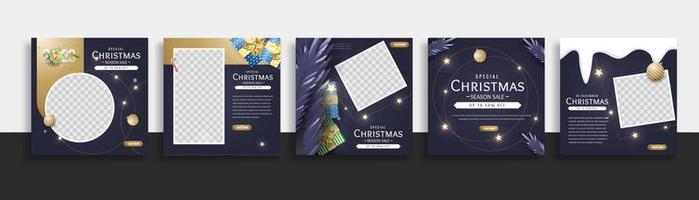 ensemble de bannières web de modèle de publication sur les médias sociaux de noël pour les promotions de votre produit. vecteur