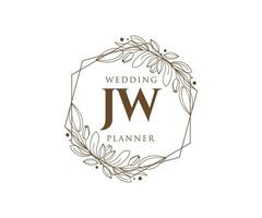 jw initiales lettre mariage monogramme logos collection, modèles minimalistes et floraux modernes dessinés à la main pour cartes d'invitation, réservez la date, identité élégante pour restaurant, boutique, café en image vectorielle vecteur