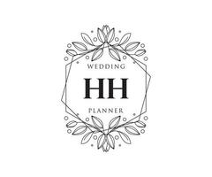 hh initiales lettre collection de logos de monogramme de mariage, modèles minimalistes et floraux modernes dessinés à la main pour cartes d'invitation, réservez la date, identité élégante pour restaurant, boutique, café en image vectorielle vecteur