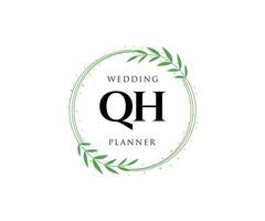 qh initiales lettre mariage monogramme logos collection, modèles minimalistes et floraux modernes dessinés à la main pour cartes d'invitation, réservez la date, identité élégante pour restaurant, boutique, café en image vectorielle vecteur