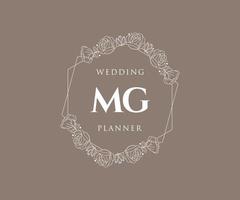 mg initiales lettre mariage monogramme logos collection, modèles minimalistes et floraux modernes dessinés à la main pour cartes d'invitation, réservez la date, identité élégante pour restaurant, boutique, café en image vectorielle vecteur