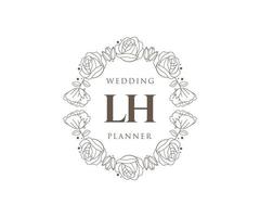 lh initiales lettre collection de logos de monogramme de mariage, modèles minimalistes et floraux modernes dessinés à la main pour cartes d'invitation, réservez la date, identité élégante pour restaurant, boutique, café en image vectorielle vecteur