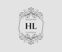 collection de logos de monogramme de mariage lettre initiales hl, modèles minimalistes et floraux modernes dessinés à la main pour cartes d'invitation, réservez la date, identité élégante pour restaurant, boutique, café en image vectorielle vecteur