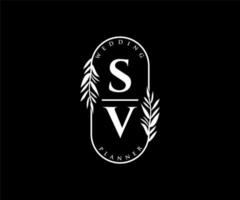 sv initiales lettre mariage monogramme logos collection, modèles minimalistes et floraux modernes dessinés à la main pour cartes d'invitation, réservez la date, identité élégante pour restaurant, boutique, café en image vectorielle vecteur