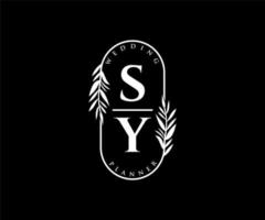 sy initiales lettre mariage monogramme logos collection, modèles minimalistes et floraux modernes dessinés à la main pour cartes d'invitation, réservez la date, identité élégante pour restaurant, boutique, café en image vectorielle vecteur