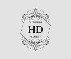 collection de logos de monogramme de mariage lettre initiales hd, modèles minimalistes et floraux modernes dessinés à la main pour cartes d'invitation, réservez la date, identité élégante pour restaurant, boutique, café en image vectorielle vecteur