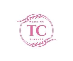 tc initiales lettre mariage monogramme collection de logos, modèles minimalistes et floraux modernes dessinés à la main pour cartes d'invitation, réservez la date, identité élégante pour restaurant, boutique, café en image vectorielle vecteur