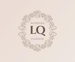 lq initiales lettre collection de logos de monogramme de mariage, modèles minimalistes et floraux modernes dessinés à la main pour cartes d'invitation, réservez la date, identité élégante pour restaurant, boutique, café en image vectorielle vecteur