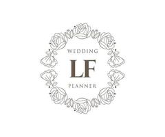 lf initiales lettre collection de logos de monogramme de mariage, modèles minimalistes et floraux modernes dessinés à la main pour cartes d'invitation, réservez la date, identité élégante pour restaurant, boutique, café en image vectorielle vecteur