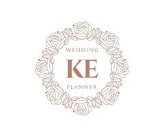 ke initiales lettre mariage monogramme logos collection, modèles minimalistes et floraux modernes dessinés à la main pour cartes d'invitation, réservez la date, identité élégante pour restaurant, boutique, café en image vectorielle vecteur