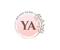 initial ya logo féminin. utilisable pour les logos nature, salon, spa, cosmétique et beauté. élément de modèle de conception de logo vectoriel plat.