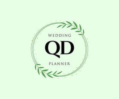 qd initiales lettre mariage monogramme logos collection, modèles minimalistes et floraux modernes dessinés à la main pour cartes d'invitation, réservez la date, identité élégante pour restaurant, boutique, café en image vectorielle vecteur