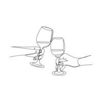 illustration vectorielle de deux verres dessinés dans un style d'art en ligne vecteur