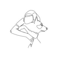 illustration vectorielle d'une fille étreignant un chien dessiné dans un style d'art en ligne vecteur