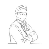 illustration vectorielle doctorale dessinée à la main dans un style d'art en ligne vecteur