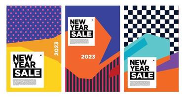vente de vecteur nouvel an 2023 avec fond abstrait coloré pour la publicité de bannière