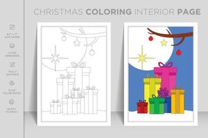 prêt à imprimer la page intérieure complète du livre de coloriage de noël vecteur