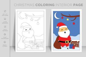 prêt à imprimer la page intérieure complète du livre de coloriage de noël vecteur