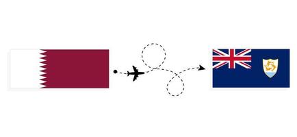 vol et voyage du qatar à anguilla par concept de voyage en avion de passagers vecteur