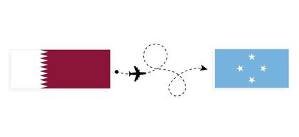 vol et voyage du qatar à la micronésie par concept de voyage en avion de passagers vecteur