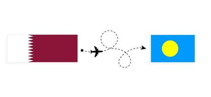 vol et voyage du qatar à palau par concept de voyage en avion de passagers vecteur
