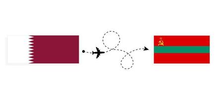 vol et voyage du qatar à la transnistrie par concept de voyage en avion de passagers vecteur