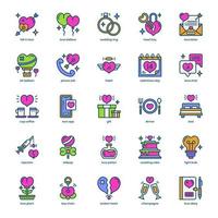 pack d'icônes de la Saint-Valentin pour la conception, le logo, l'application et l'interface utilisateur de votre site Web. conception de couleur remplie d'icône de saint valentin. illustration graphique vectorielle et trait modifiable. vecteur