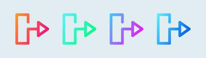 icône de ligne de sortie en dégradé de couleurs. flèche signe illustration vectorielle. vecteur