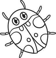 Coloriage printemps coccinelle isolé pour les enfants vecteur