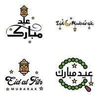 eid mubarak lettrage manuscrit pack vectoriel de 4 calligraphies avec des étoiles isolées sur fond blanc pour votre conception