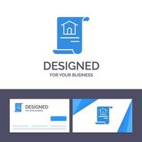 carte de visite créative et modèle de logo document de construction bâtiment de maison illustration vectorielle vecteur