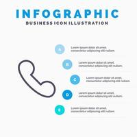 appeler l'icône de la ligne téléphonique entrante avec l'arrière-plan de l'infographie de présentation en 5 étapes vecteur