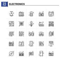 25 icône électronique définie fond vectoriel