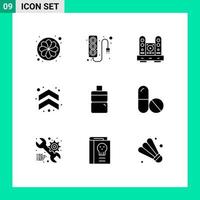 ensemble de 9 symboles d'icônes d'interface utilisateur modernes signes pour le sport flèches de bureau haut-parleur éléments de conception vectoriels modifiables vecteur