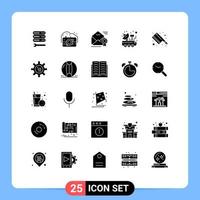 pack de 25 signes et symboles de glyphes solides modernes pour les supports d'impression Web tels que les éléments de conception vectorielle modifiables vecteur