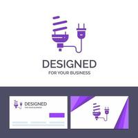 carte de visite créative et modèle de logo ampoule économique énergie électrique ampoule prise illustration vectorielle vecteur