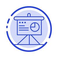 icône de la ligne de la ligne pointillée bleue d'affaires du conseil d'analyse de présentation vecteur