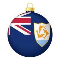 boule de sapin de noël avec drapeau anguilla. icône pour les vacances de Noël vecteur