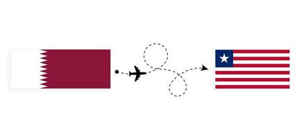 vol et voyage du qatar au libéria par concept de voyage en avion de passagers vecteur