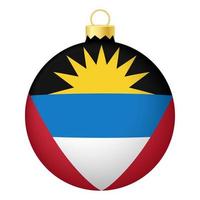 boule de sapin de noël avec le drapeau d'antigua-et-barbuda. icône pour les vacances de Noël vecteur