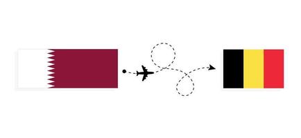 vol et voyage du qatar à la belgique par concept de voyage en avion de passagers vecteur
