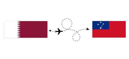 vol et voyage du qatar aux samoa par concept de voyage en avion de passagers vecteur