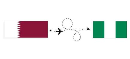 vol et voyage du qatar au nigeria par concept de voyage en avion de passagers vecteur