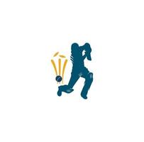 batteur jouant au cricket. logo de compétition de cricket. personnage de cricket stylisé pour la conception de sites Web. championnat de cricket. vecteur