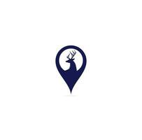 création de logo de pointeur de cerf et de carte. création de logo de localisation de cerfs. vecteur
