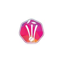 guichets de cricket et logo de balle. logo de guichet et de cautions, signe d'équipement. logo du championnat de cricket. illustration vectorielle d'emblème de sport moderne. logo de cricket vecteur